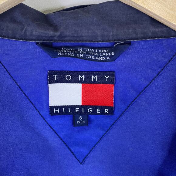 Vintage 90s Tommy Hilfiger Regatta Sailing Jacket Blue Hooded Windbreaker Mens S - Picture 2 of 11